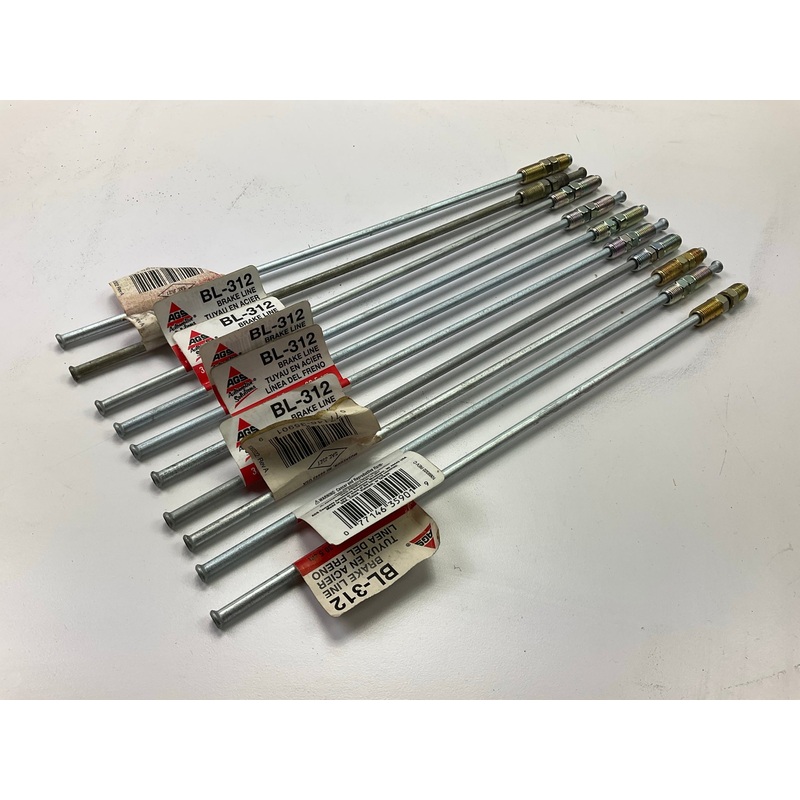(10) AGS BL-312 Domestic Steel Brake Line, 3/16'' X 12'', 3/8-24 Thread Size