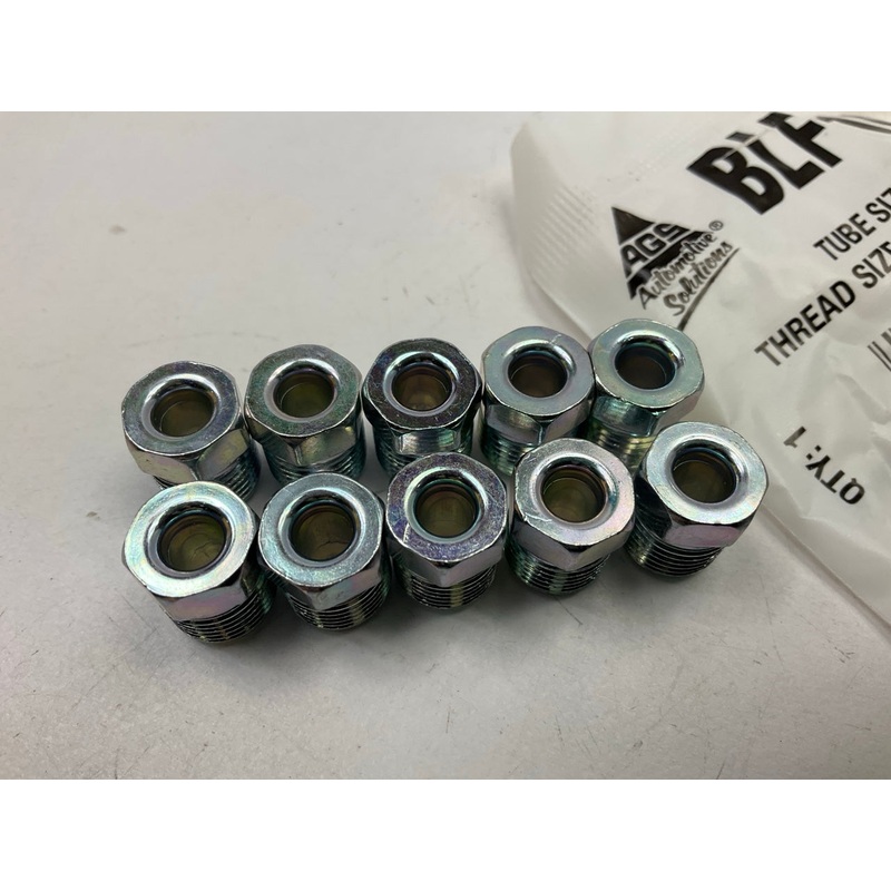 (10) AGS BLF-11B Brake Line Tube Nut, 3/16'' (7/16''-24 Inverted)