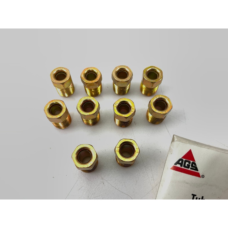 (10) AGS BLF-12 Brake Line Tube Nut, 3/16'' (3/8''-24 Inverted)