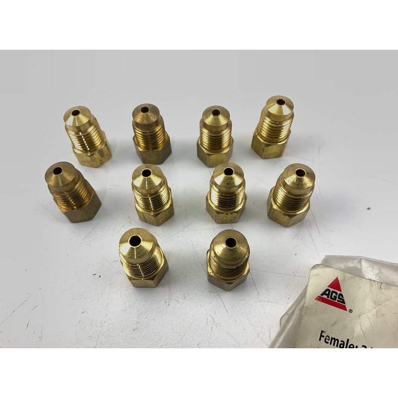 (10) AGS BLF-34 Brass Adapter, Female(3/8-24 Inverted), Male(M13x1.5 Bubble)