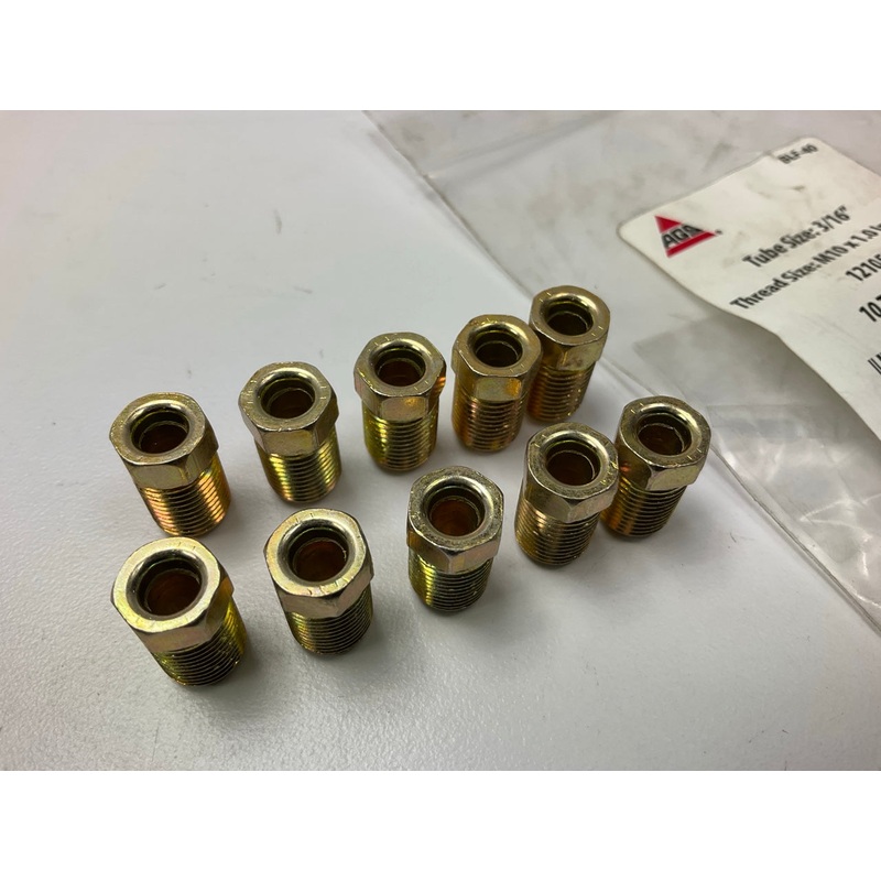 (10) AGS BLF-40 Brake Line Steel Tube Nut, 3/16'' (M10x1.0 Inverted)