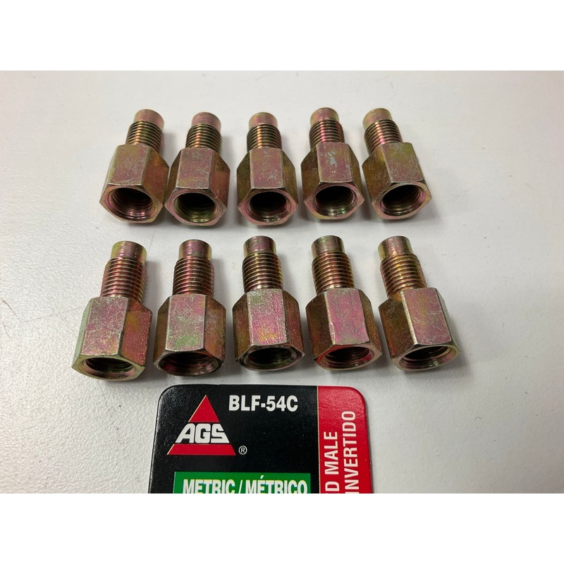 (10) AGS BLF-54C Steel Adapter, 3/8''-24 Bubble To M9 X 1.0 Inverted