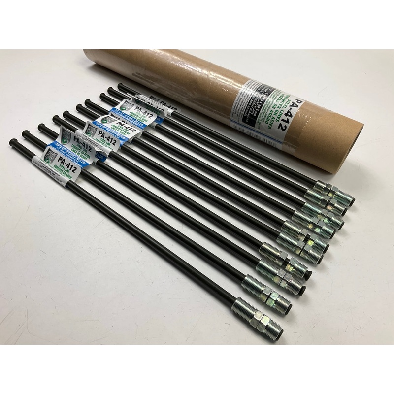 (10) AGS PA-412 PVF Coated Steel Brake Line: 12'' Long, 1/4'' Diameter, Universal