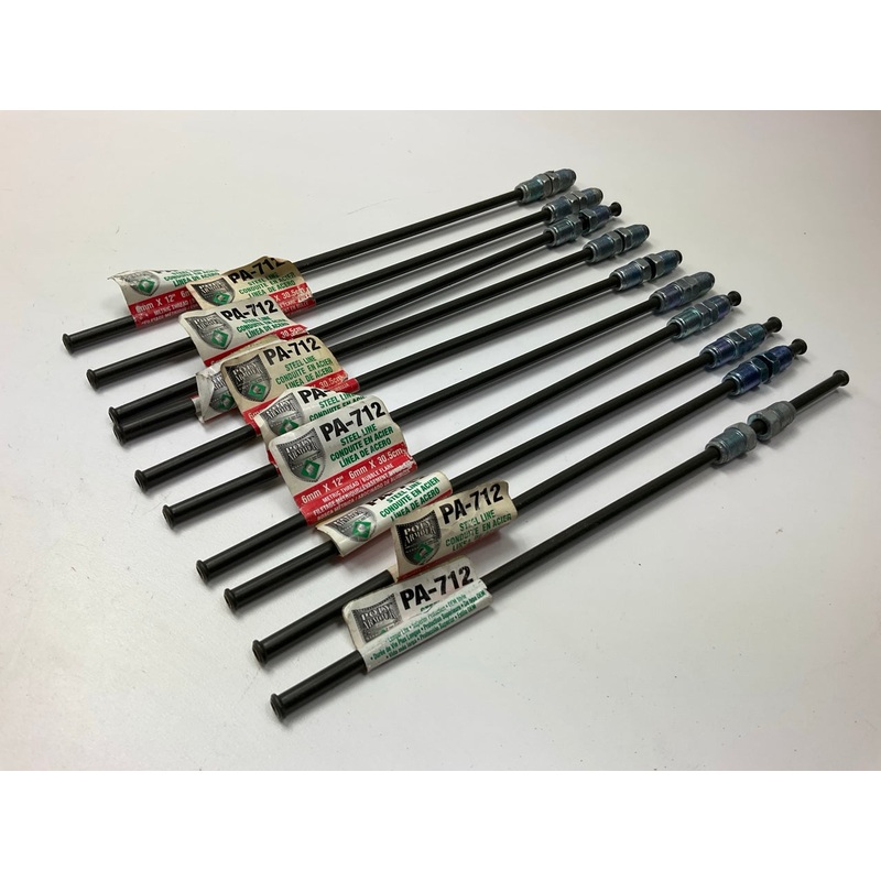(10) AGS PA-712 PVF Coated Steel Brake Line: 12'' Long, 6mm Diameter, Universal