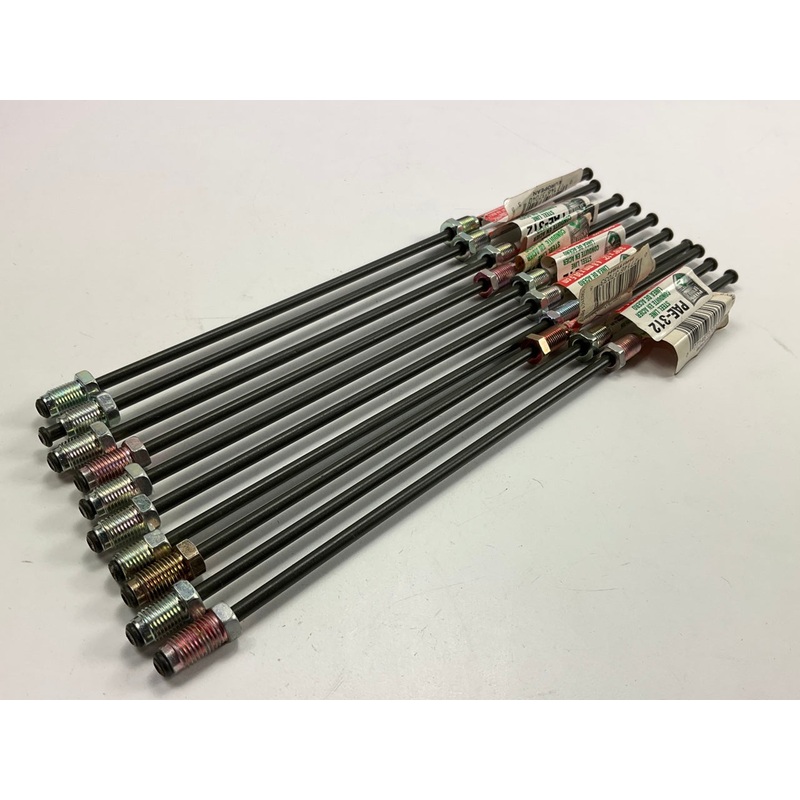 (10) AGS PAE312 PVF Coated Steel Brake Line: 12'' Long, 3/16'' Diameter, Universal