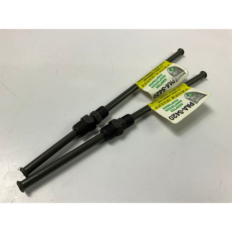 (2) AGS PAA-S420 PVF Steel Brake Line Adapter, 1/4'' X 8, 7/16''-24  X 1/2''-20 Inv