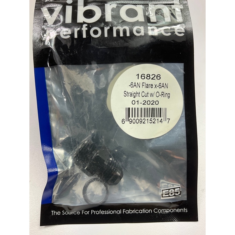 Vibrant 16826 Adapter Fitting, -6AN Flare To 6AN, Straight Cut Thread W/ O-Ring