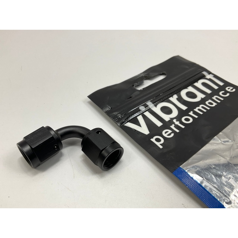 Vibrant Performance 10731 -4AN Female Union Adapter Fitting, 90 Degree Black