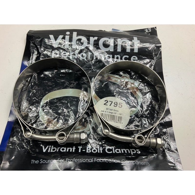 Vibrant Performance 2795 Hose Clamps 3.26''- 3.5'' Stainless Steel, T-Bolt, Pair