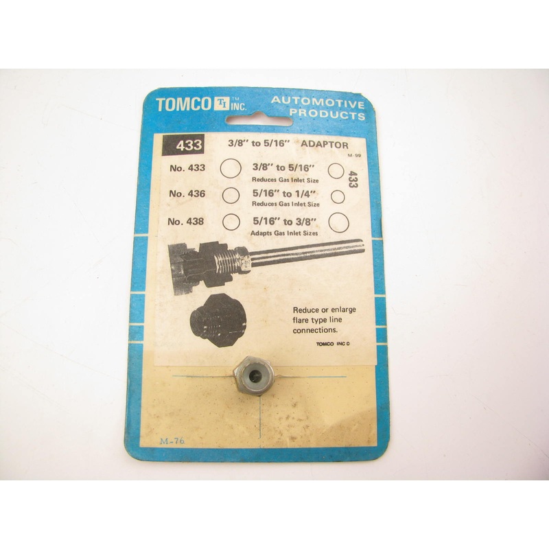 Tomco 433 Carburetor Fuel Feed Line Flare Inlet Reducer 5/16'' To 3/8'' Adapter