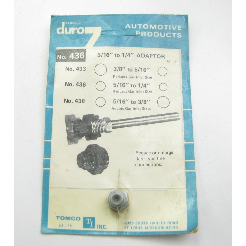 Tomco 436 Carburetor Fuel Gas Inlet Reducer Fitting (5/16'' TO 1/4'')