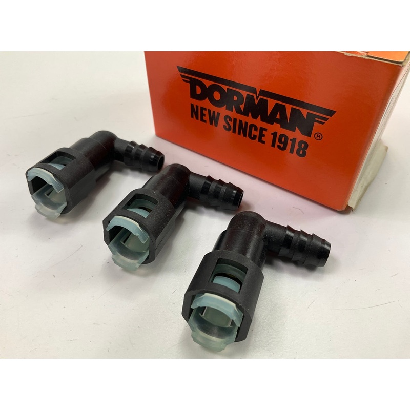 (3) Dorman 800-086 3/8'' To 3/8'' 90 Degree Fuel Line Quick Connector