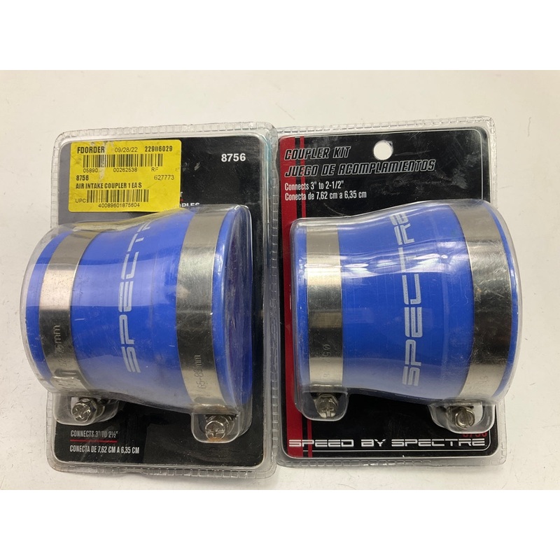 (2) Spectre 8756 BLUE Air Intake Hose Coupler - Connects 3'' To 2-1/2'' W/ Clamps