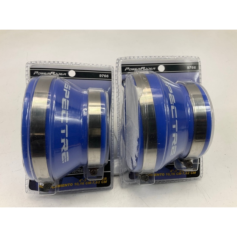 (2) Spectre 9766 Cold Air Intake Rubber Reducer Coupler Hose From 4'' To 3'', BLUE