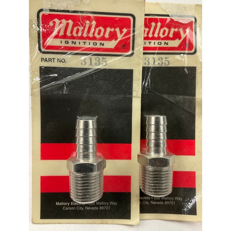 (2) Mallory 3135 1/2'' Hose Barb To 1/2'' Female NPT - Stainless Steel Fitting