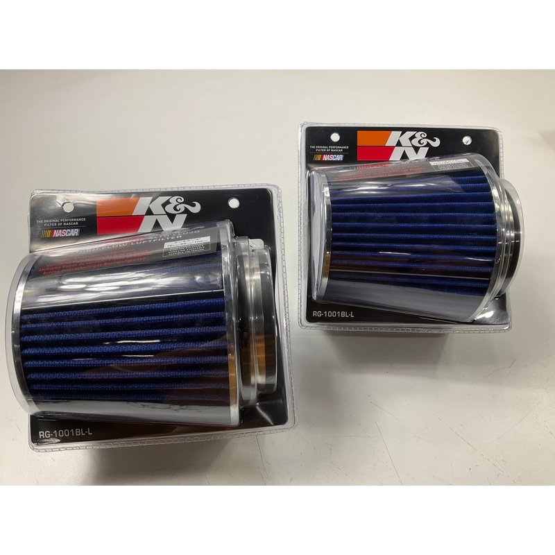 (2) K&N RG1001BLL Dual Cold Air Intake High Flow Washable Cone Air Filters BLUE