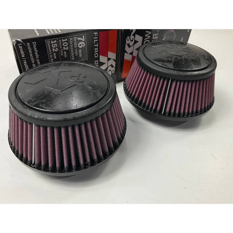 (2) K&N RU5288 3'' Clamp-On Performance Cold Air Intake Air Filter, 6'' Base