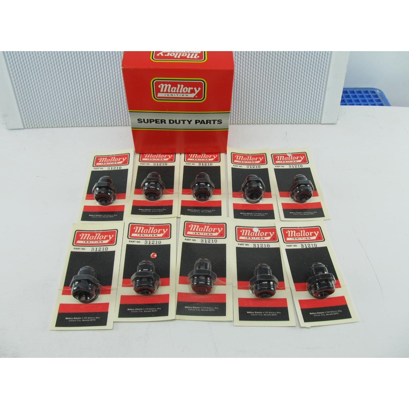 (10) Mallory 31210 Adapter Fittings -12AN Port (1-1/16''-12 Thread) To -10AN Hose