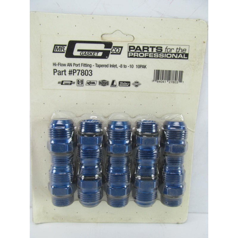 (10) Mr Gasket Hi-Flow Fuel Port Fittings 8AN To 10AN Male Straight Adapters