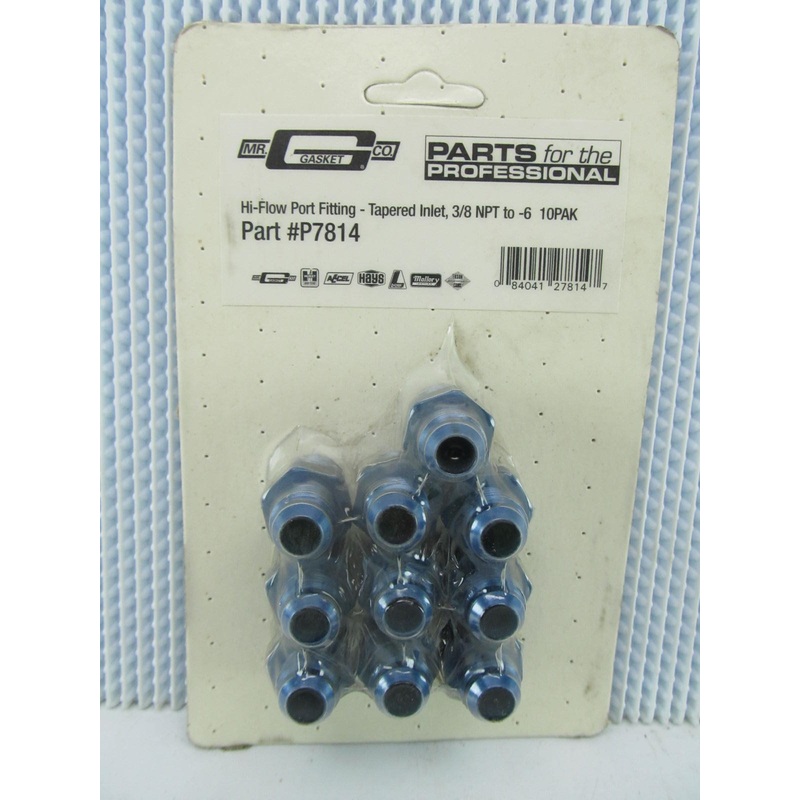 (10) Mr Gasket P7814  -6 AN Male To 3/8'' NPT  Hi-Flow Fuel Port Fitting Blue