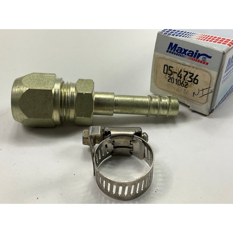 Max Air 05-4736 A/C Fitting, 5/8'' X #8 Hose Barb, Straight Compression Fitting