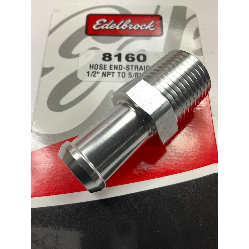Edelbrock 8160 Heater Hose Connector Fitting, Hose Barb 5/8 In. X 1/2'' NPT Male